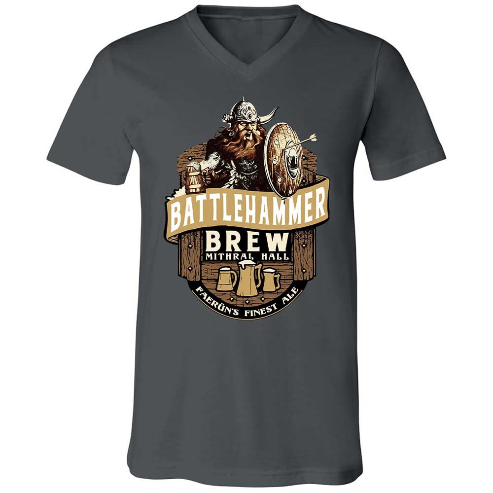 Battlehammer Brew Unisex V-Neck T-Shirt - Asphalt - 13