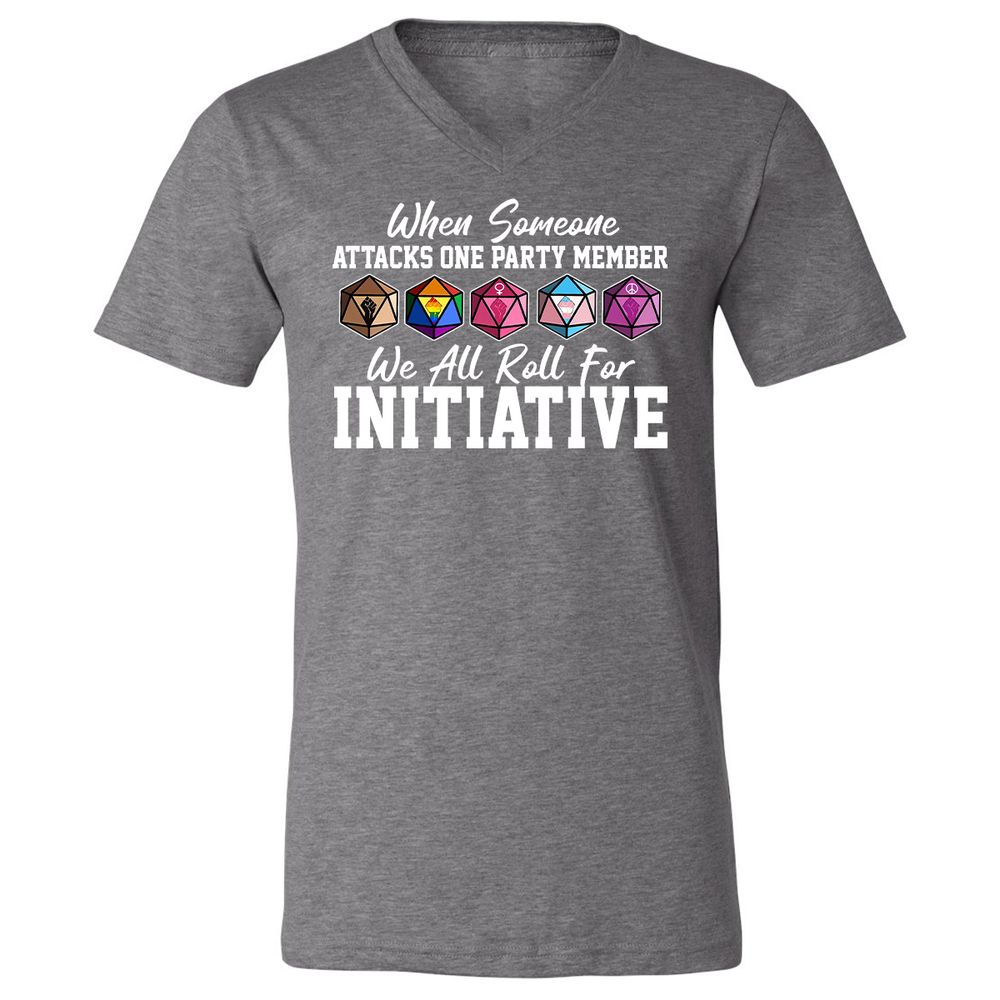 LGBT Roll For Initiative Unisex V-Neck T-Shirt - Deep Heather - 13