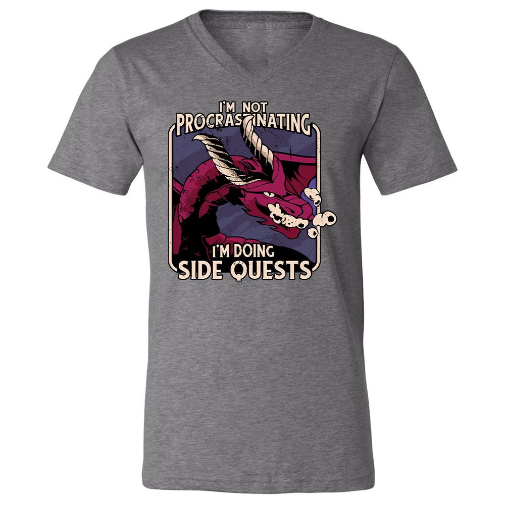 Doing Side Quests Unisex V-Neck T-Shirt - Deep Heather - 13