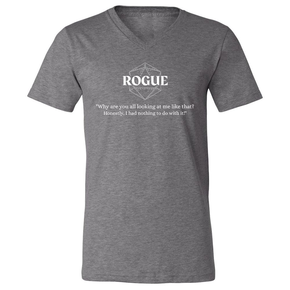 Rogue – Why Are You All Looking At Me Like That Unisex V-Neck T-Shirt - Deep Heather - 13