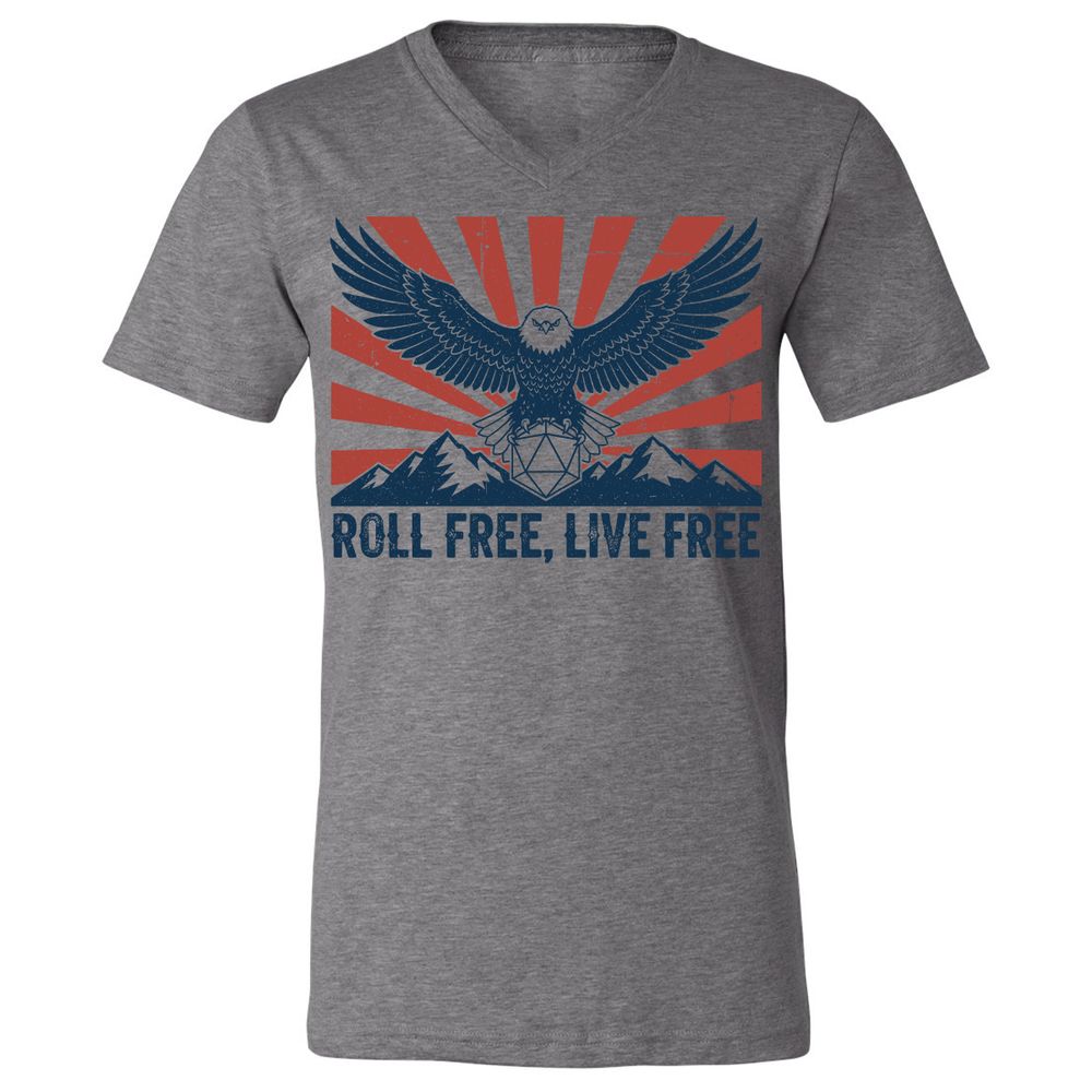 Roll Free, Live Free Unisex V-Neck T-Shirt - Deep Heather - 13