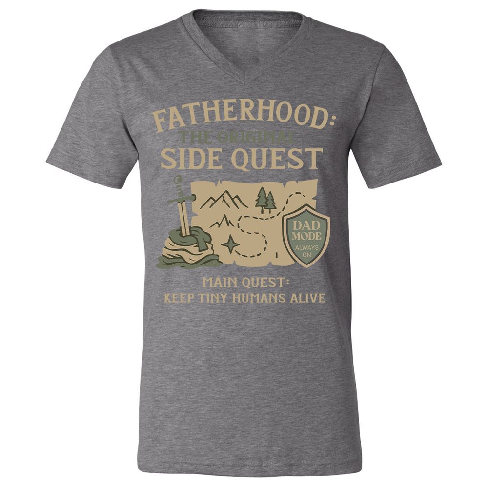 Fatherhood The Original Side Quest Unisex V-Neck T-Shirt - Deep Heather - 13