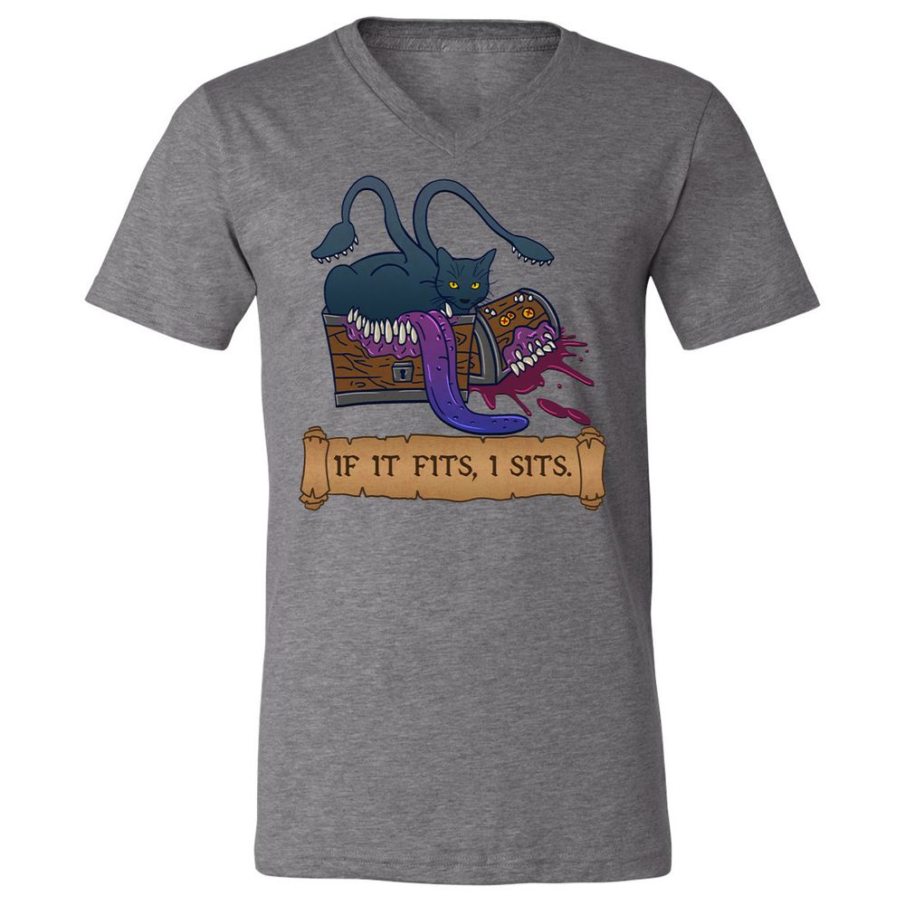 If It Fits I Sits Unisex V-Neck T-Shirt - Deep Heather - 13