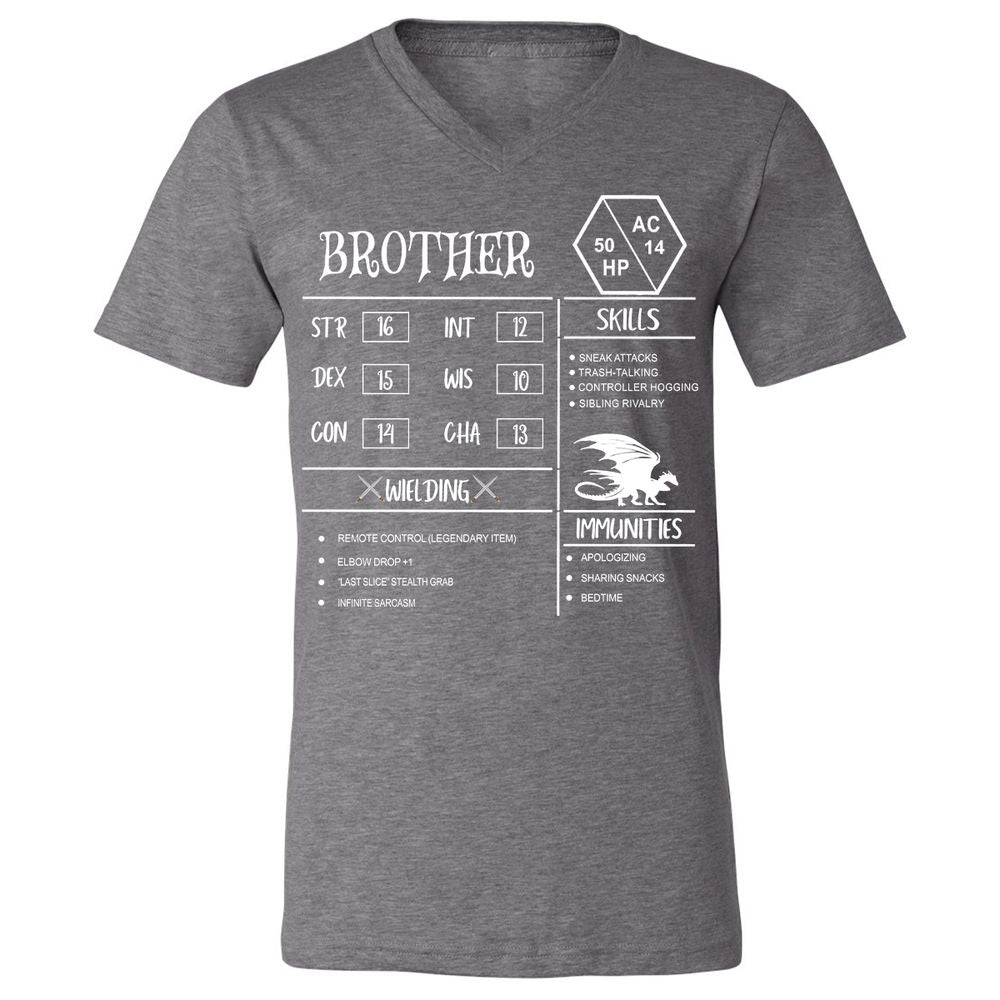 Brother Stats Unisex V-Neck T-Shirt - Deep Heather - 13