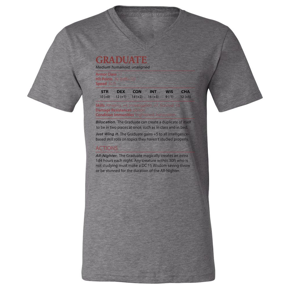 Graduate Stats Unisex V-Neck T-Shirt - Deep Heather - 13