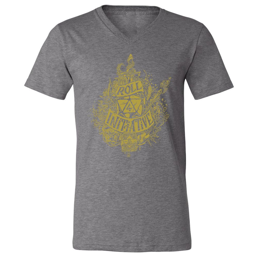 Roll Initiative Unisex V-Neck T-Shirt - Deep Heather - 13