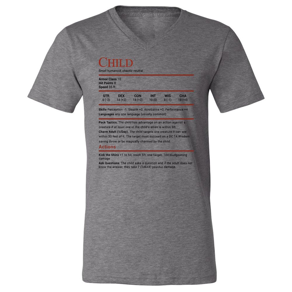 Child Stats Unisex V-Neck T-Shirt - Deep Heather - 13