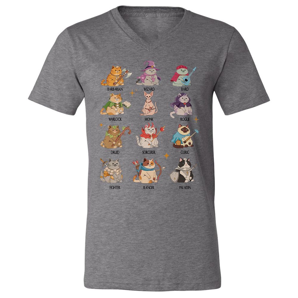 Dungeons And Cats Unisex V-Neck T-Shirt - Deep Heather - 13