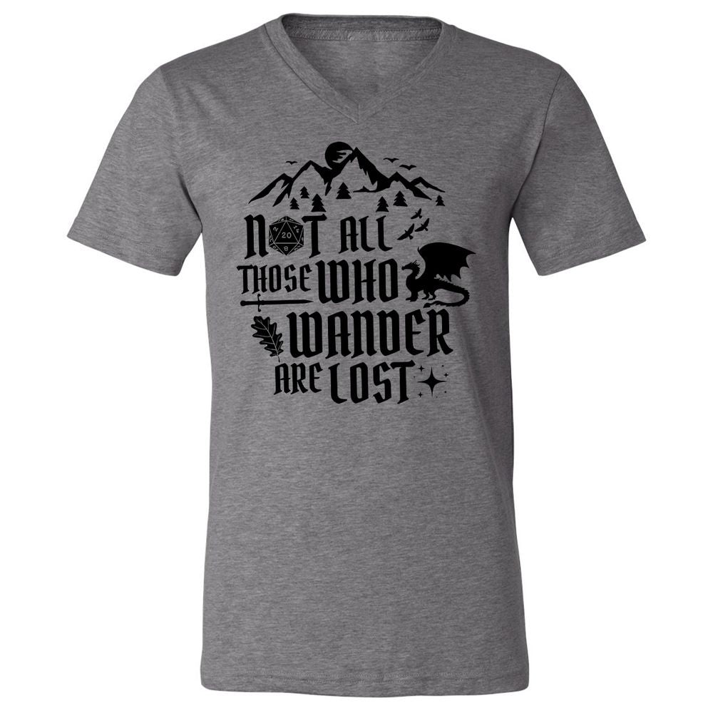Not All Those Who Wander Are Lost Unisex V-Neck T-Shirt - Deep Heather - 13