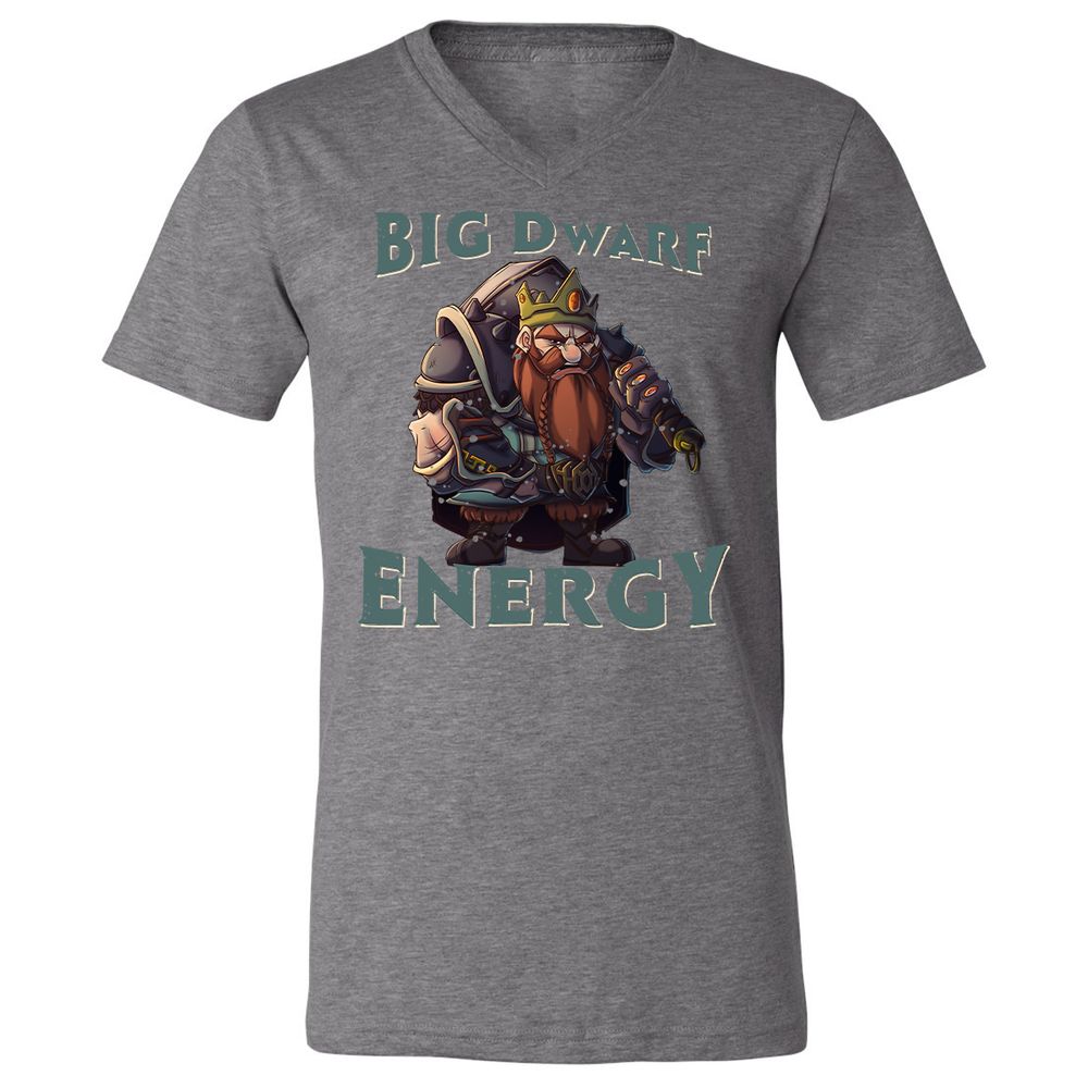 Big Dwarf Energy Unisex V-Neck T-Shirt - Deep Heather - 13