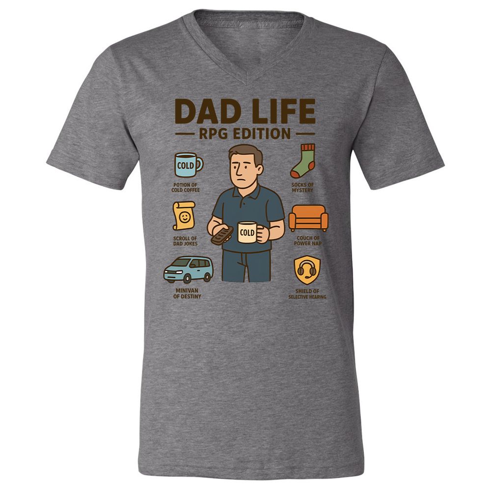 Dad Life RPG Edition Unisex V-Neck T-Shirt - Deep Heather - 13