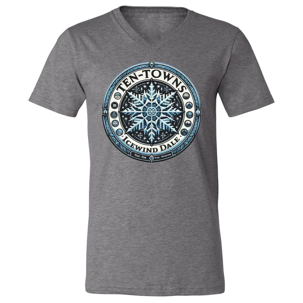 Ten-Towns Icewind Dale Unisex V-Neck T-Shirt - Deep Heather - 13