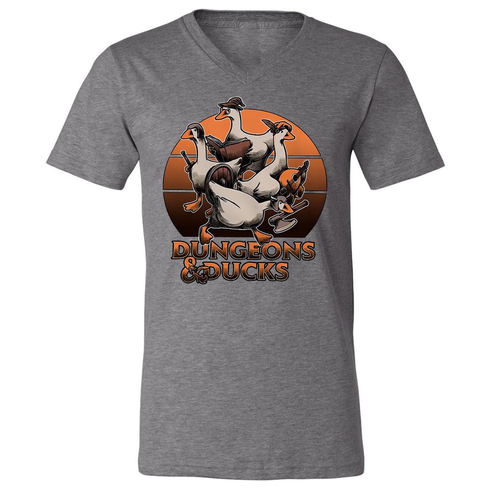 Dungeons And Ducks Unisex V-Neck T-Shirt - Deep Heather - 13
