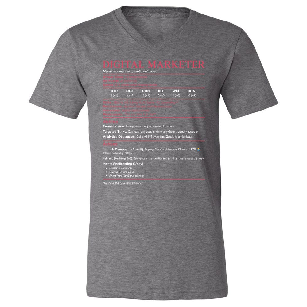 Digital Marketer Stats Unisex V-Neck T-Shirt - Deep Heather - 13