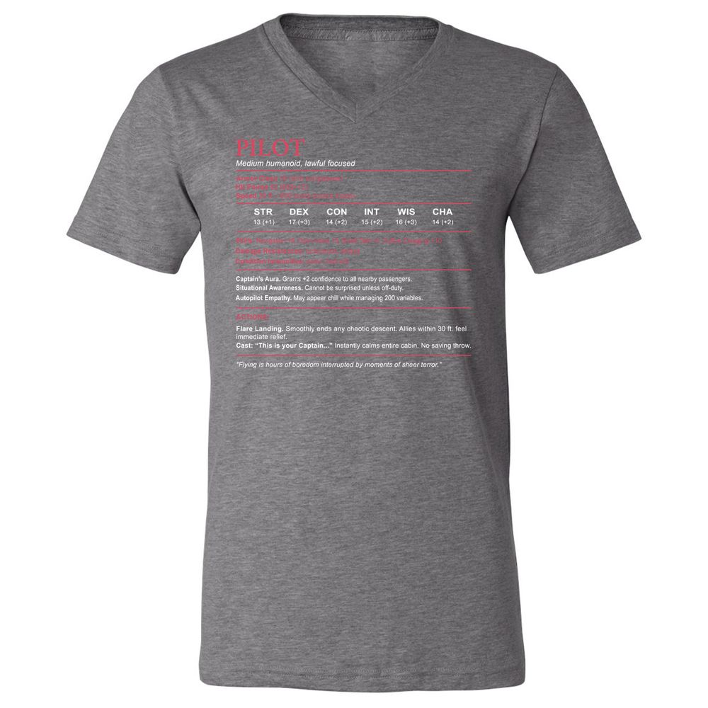 Pilot Stats Unisex V-Neck T-Shirt - Deep Heather - 13