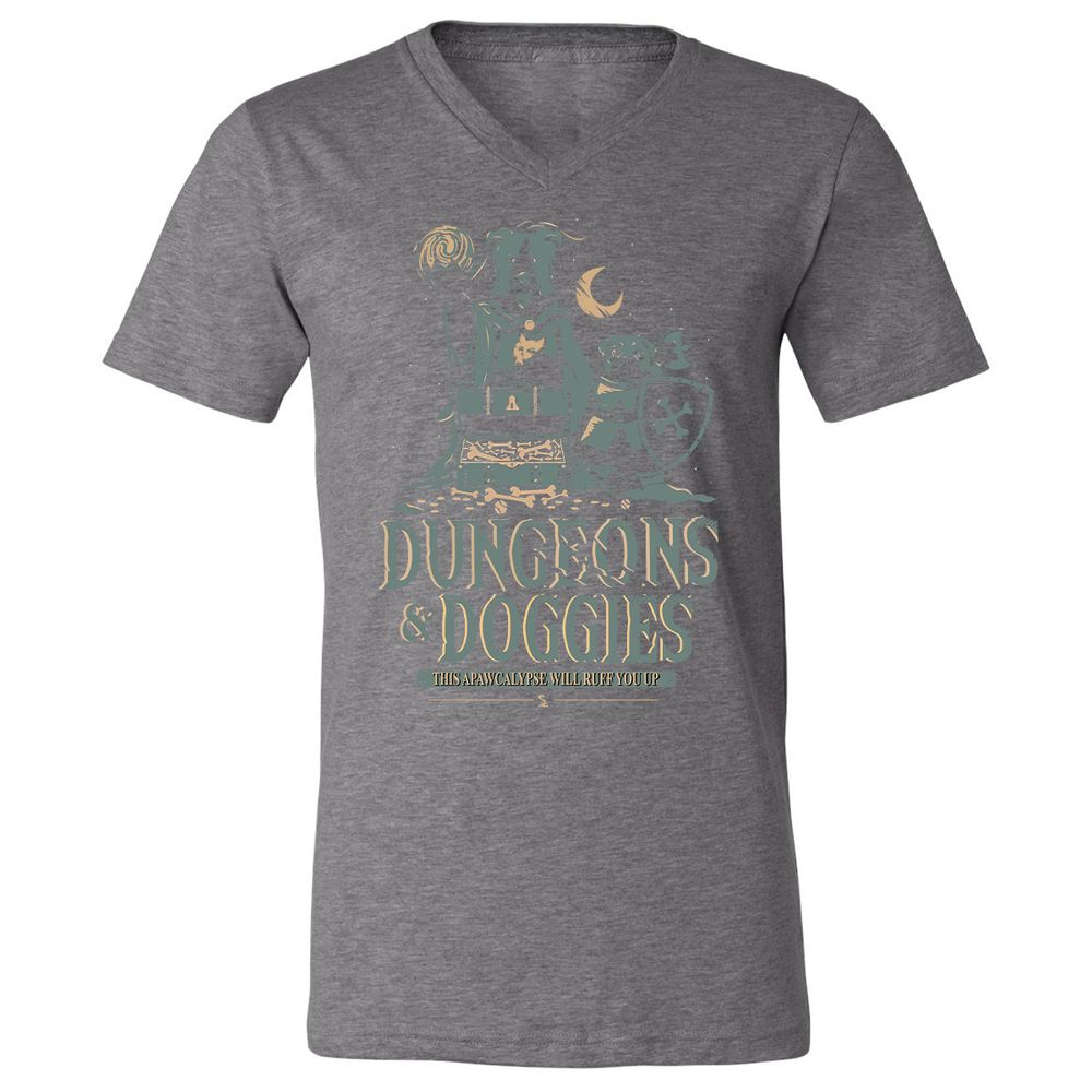 Dungeons & Doggies Unisex V-Neck T-Shirt - Deep Heather - 13