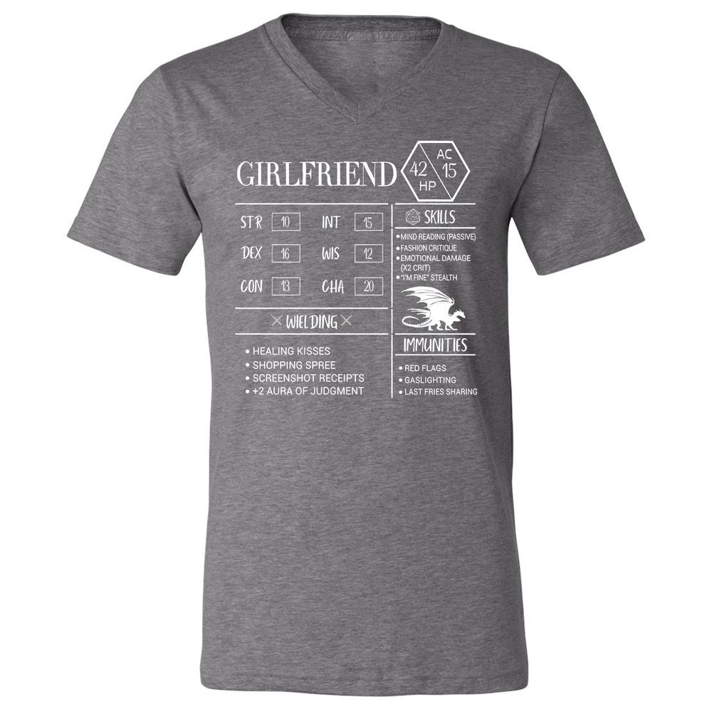Girlfriend Stats Unisex V-Neck T-Shirt - Deep Heather - 13