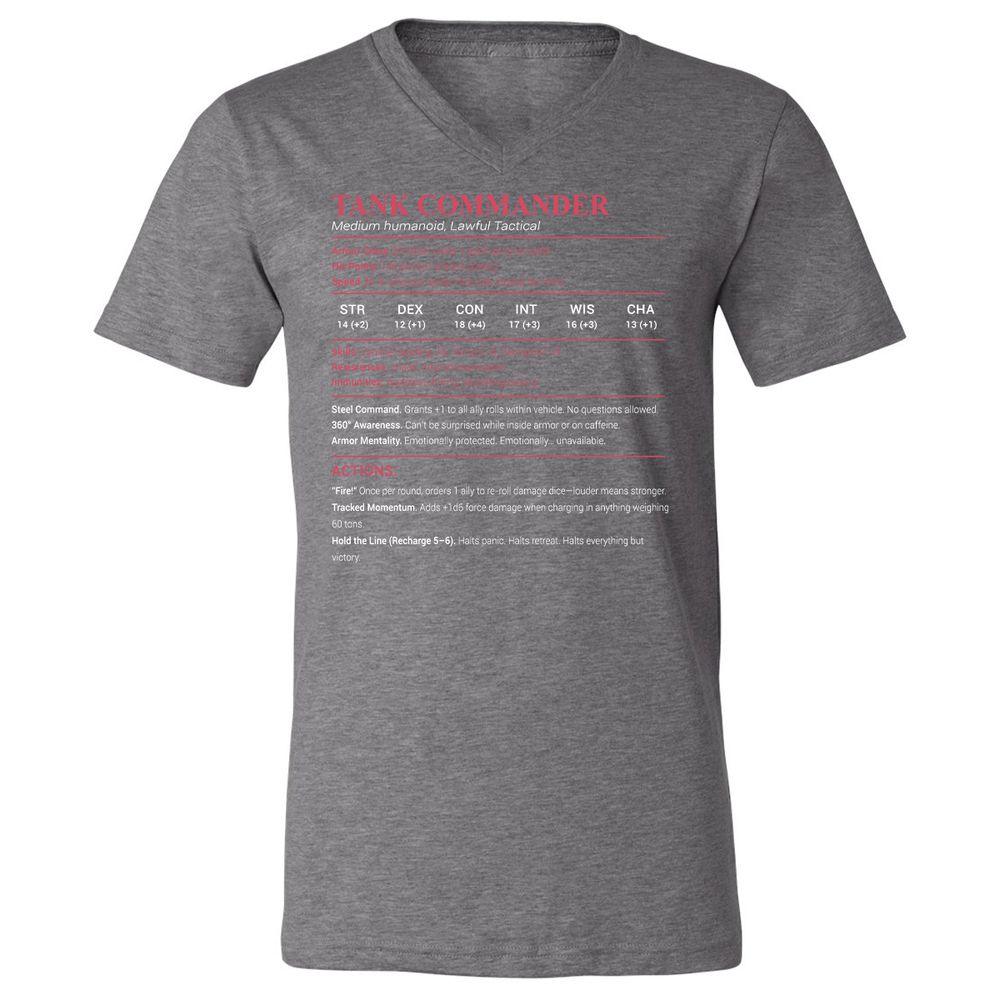 Tank Commander Unisex V-Neck T-Shirt - Deep Heather - 13