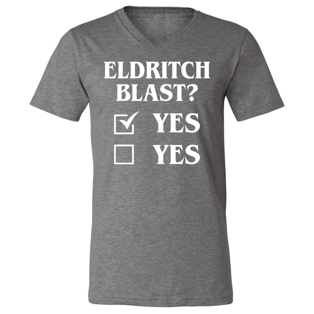 Eldritch Blast Yes Unisex V-Neck T-Shirt - Deep Heather - 13