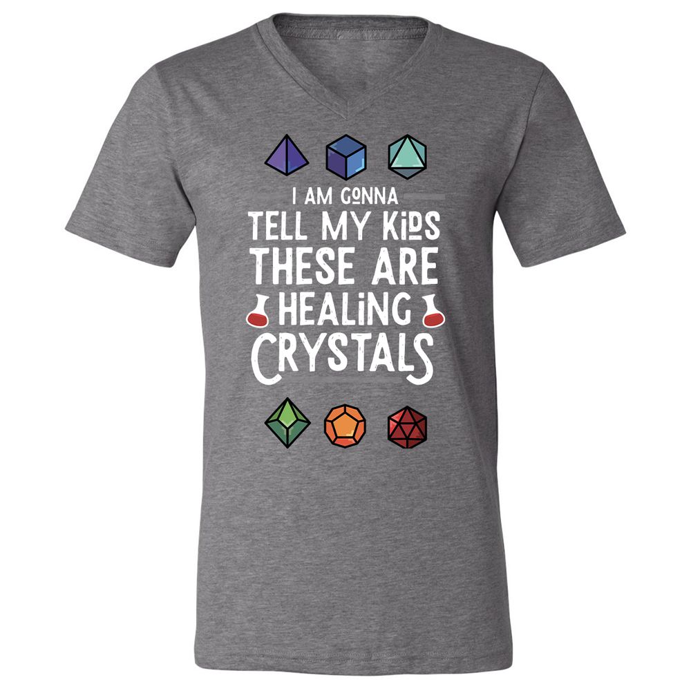 Healing Crystals Unisex V-Neck T-Shirt - Deep Heather - 13