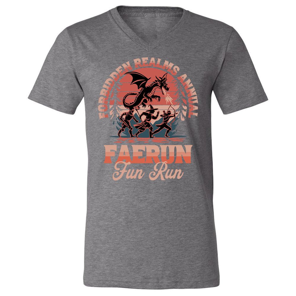 Faerun Fun Run Unisex V-Neck T-Shirt - Deep Heather - 13