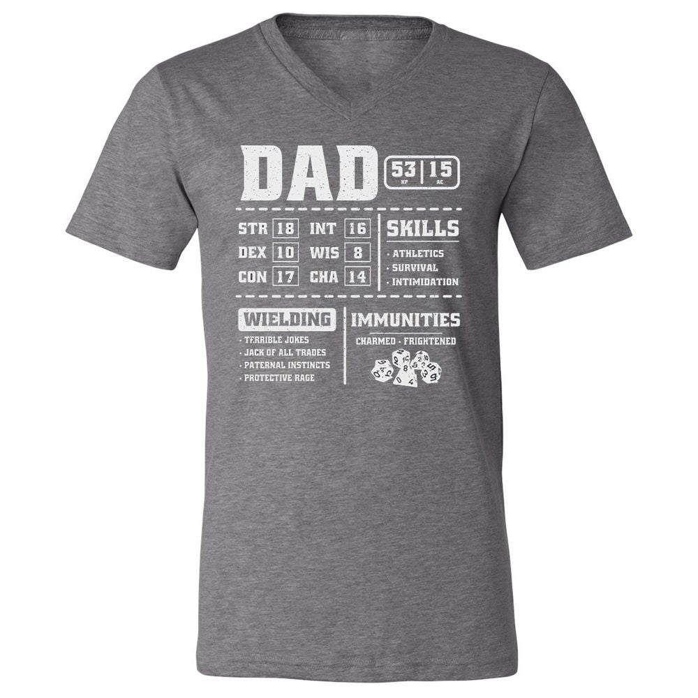 Dad Stat Block 2 Unisex V-Neck T-Shirt - Deep Heather - 13