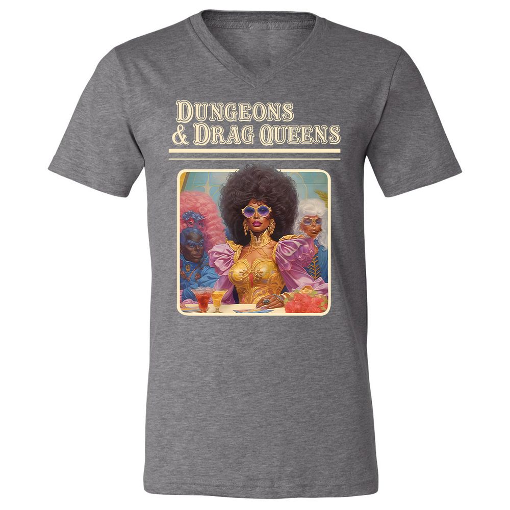 Dungeons & Drag Queens Unisex V-Neck T-Shirt - Deep Heather - 13