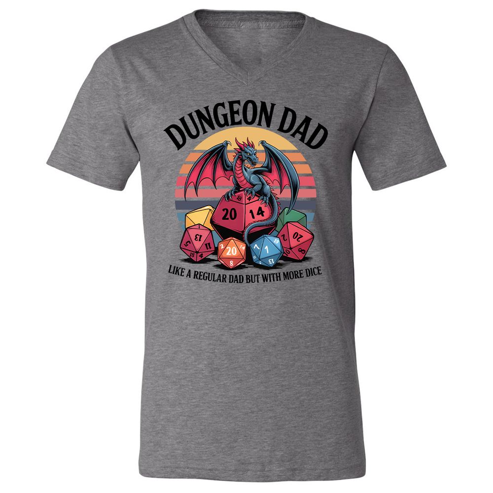 Dungeon Dad With More Dice Unisex V-Neck T-Shirt - Deep Heather - 13