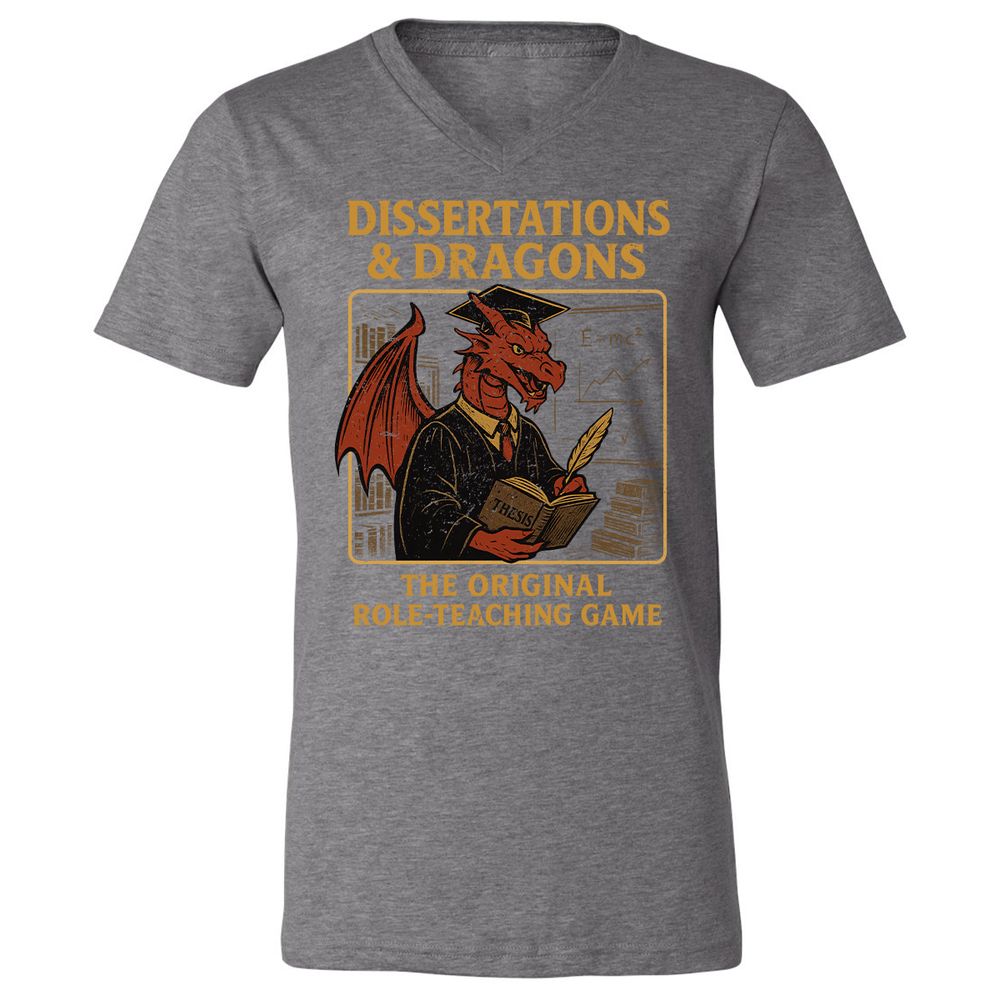 Disserations & Dragons Unisex V-Neck T-Shirt - Deep Heather - 13