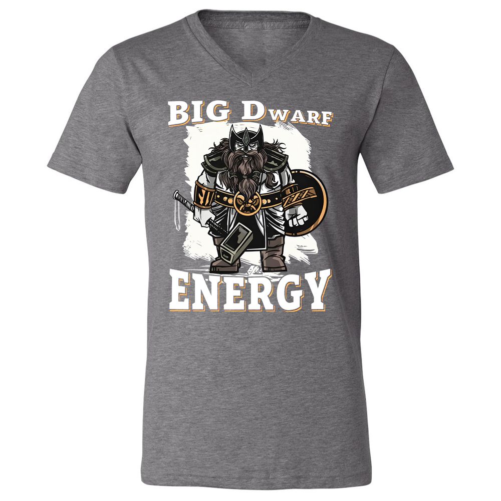 Big Dwarf Energy Unisex V-Neck T-Shirt - Deep Heather - 13