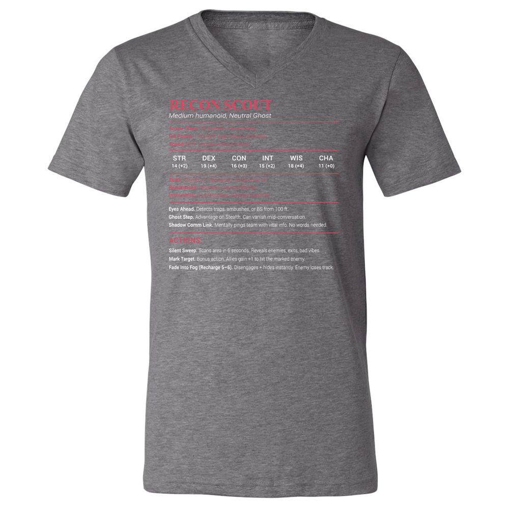 Recon Scout Unisex V-Neck T-Shirt - Deep Heather - 13