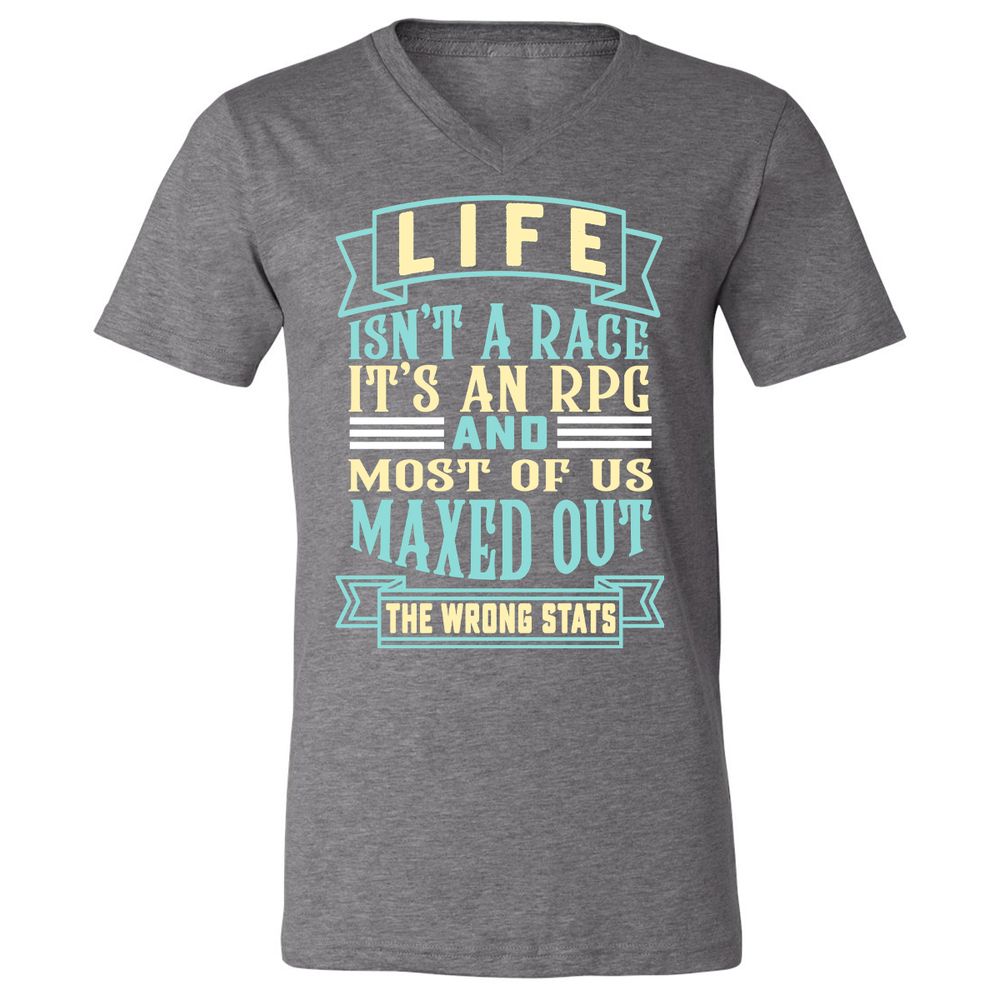 Life Is A RPG Unisex V-Neck T-Shirt - Deep Heather - 13
