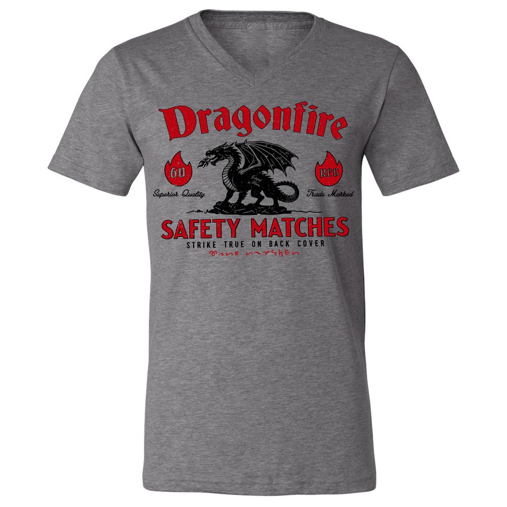 Dragonfire Unisex V-Neck T-Shirt - Deep Heather - 13