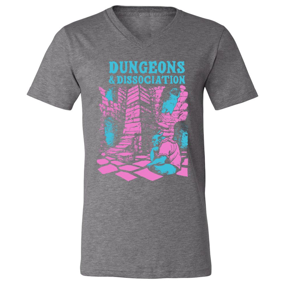 Dungeons And Dissociation Unisex V-Neck T-Shirt - Deep Heather - 13