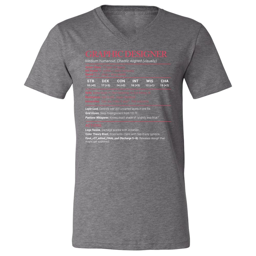 Graphic Designer Stats Unisex V-Neck T-Shirt - Deep Heather - 13
