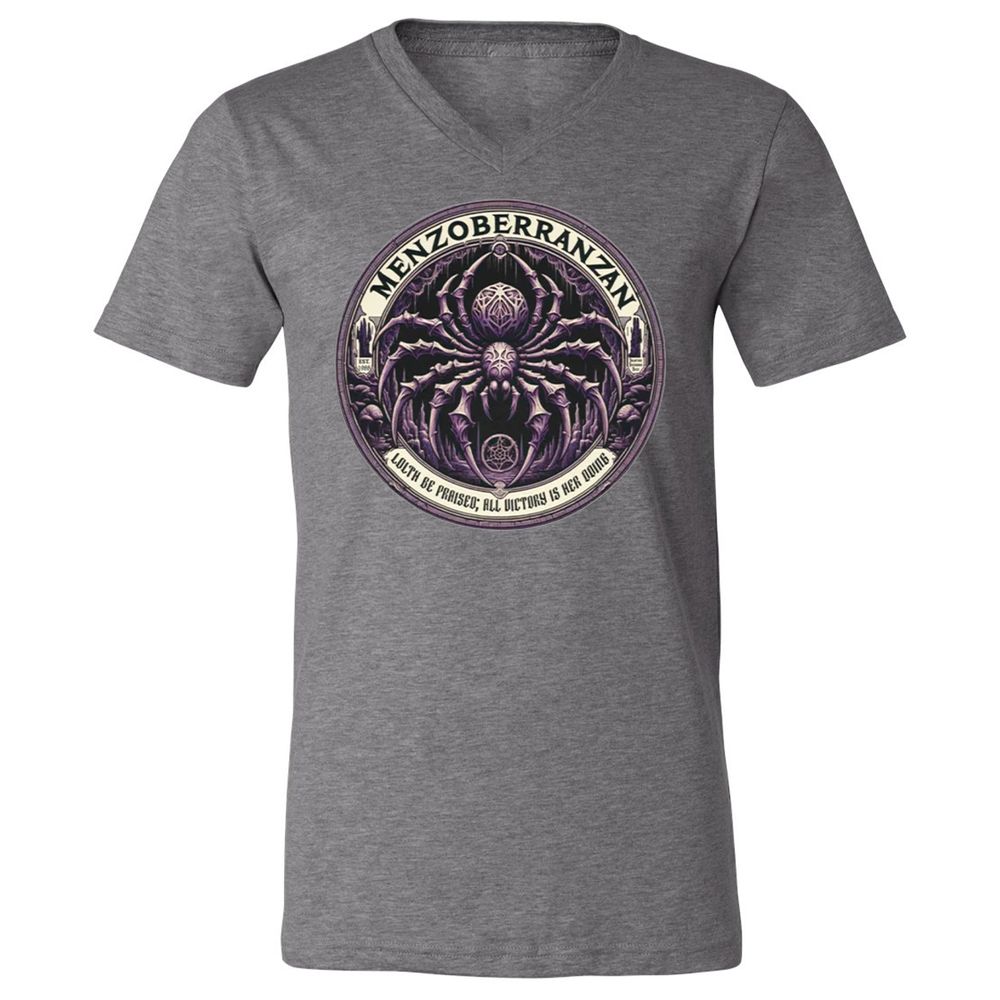 Menzoberranzan Lolth Be Praised Unisex V-Neck T-Shirt - Deep Heather - 13