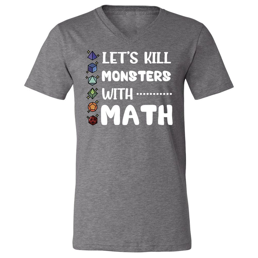Let's Kill Monsters With Math Unisex V-Neck T-Shirt - Deep Heather - 13