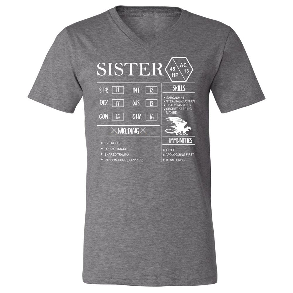 Sister Stats Unisex V-Neck T-Shirt - Deep Heather - 13
