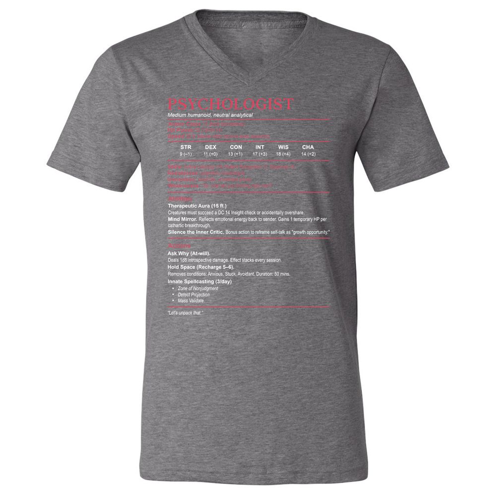 Psychologist Stats Unisex V-Neck T-Shirt - Deep Heather - 13