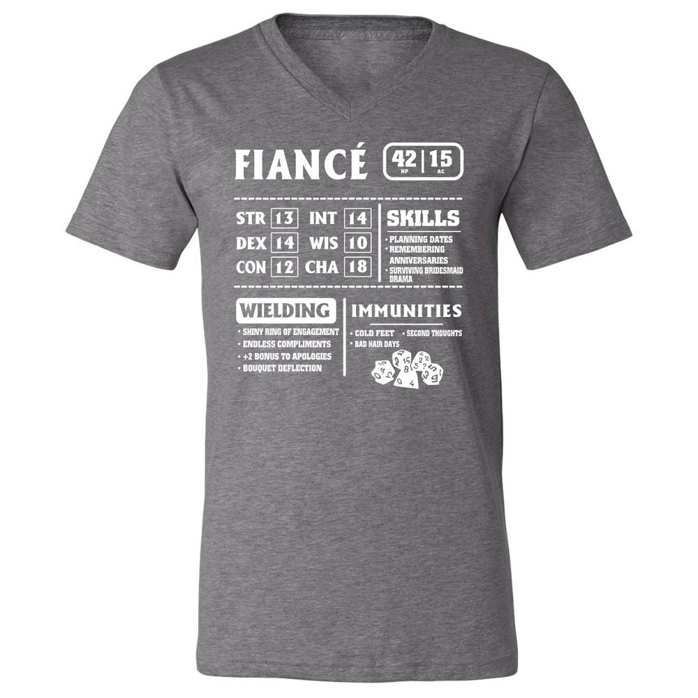 Fiance Stats Unisex V-Neck T-Shirt - Deep Heather - 13