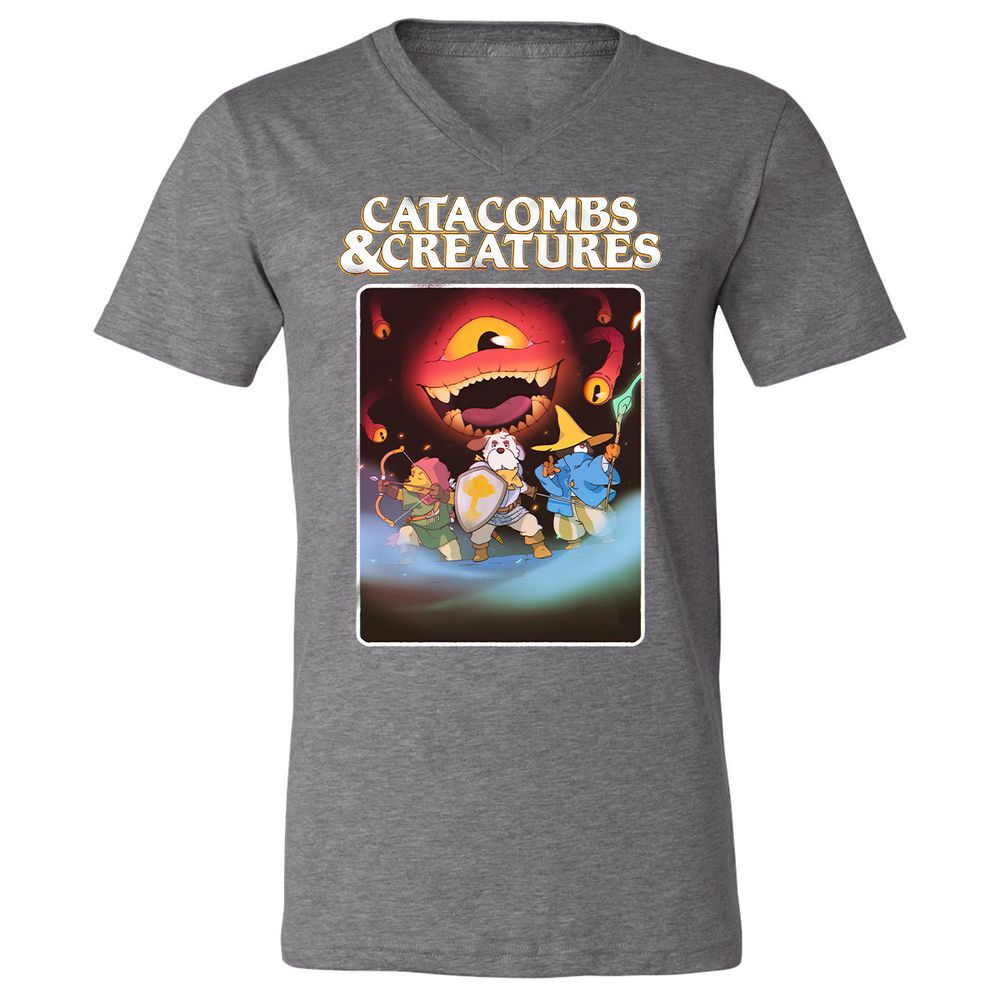 Catacombs & Creatures Unisex V-Neck T-Shirt - Deep Heather - 13