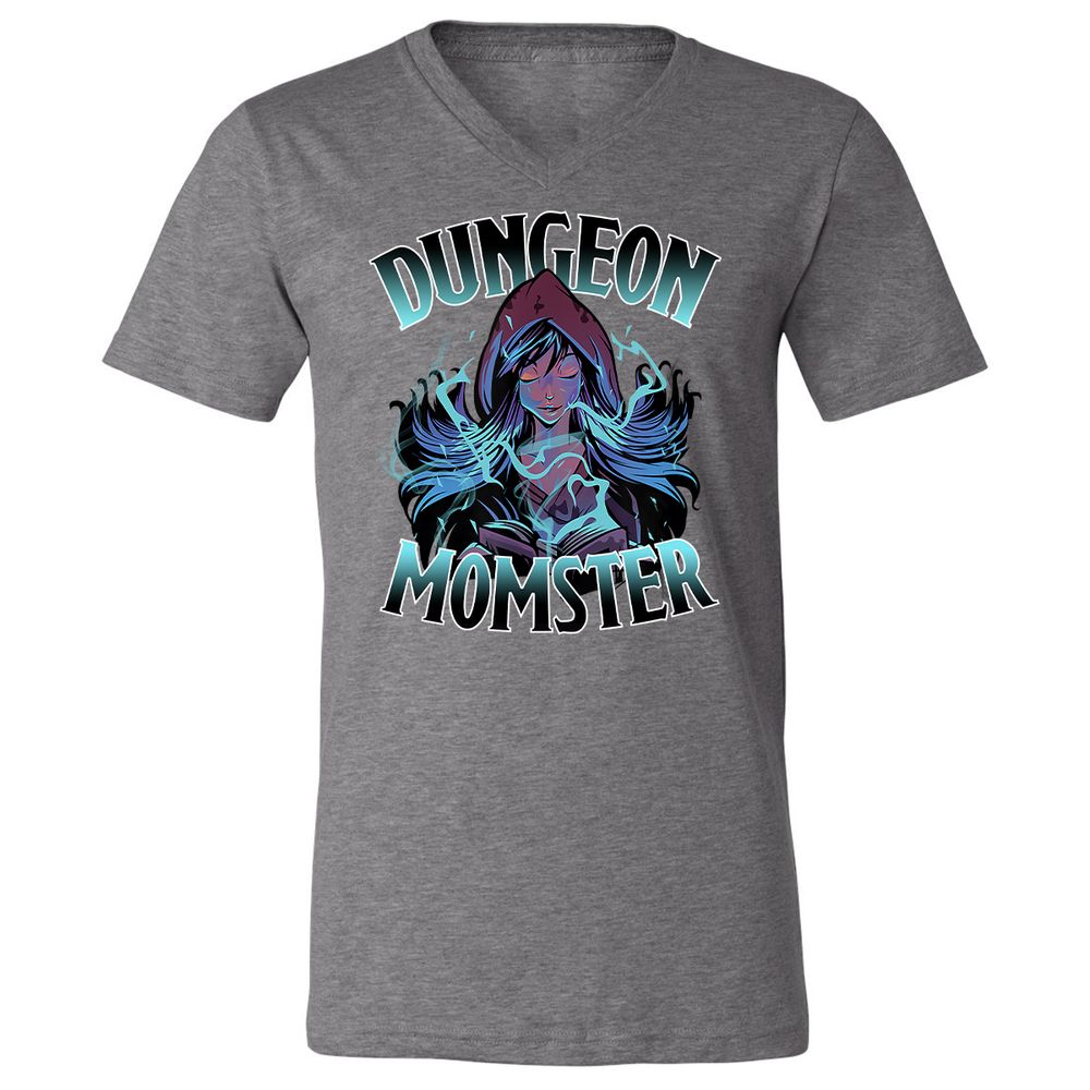 Dungeon Momster Unisex V-Neck T-Shirt - Deep Heather - 13