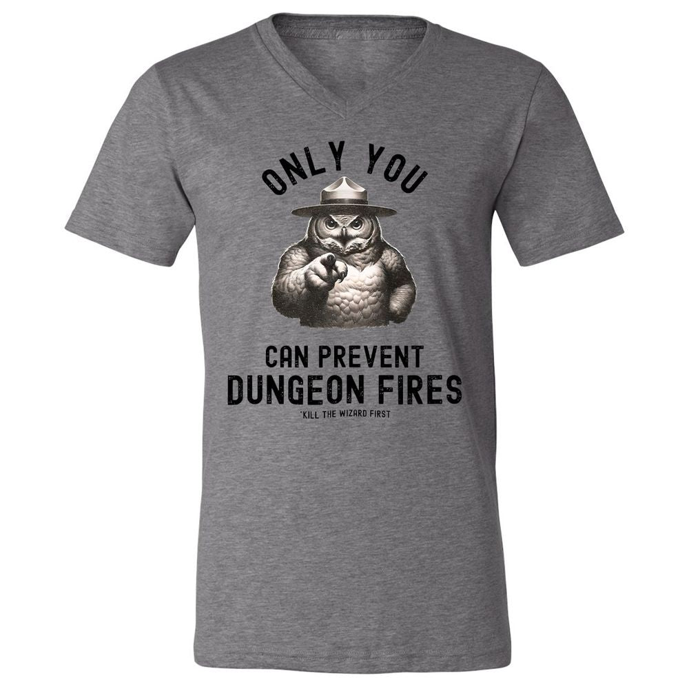 Only You Can Prevent Dungeon Fires Unisex V-Neck T-Shirt - Deep Heather - 13