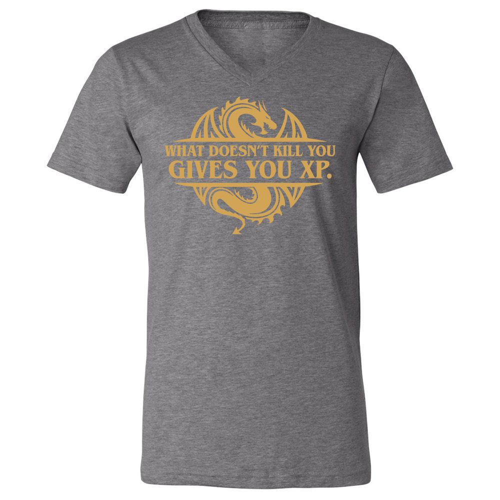 What Doesn't Kill You Gives You XP Unisex V-Neck T-Shirt - Deep Heather - 13