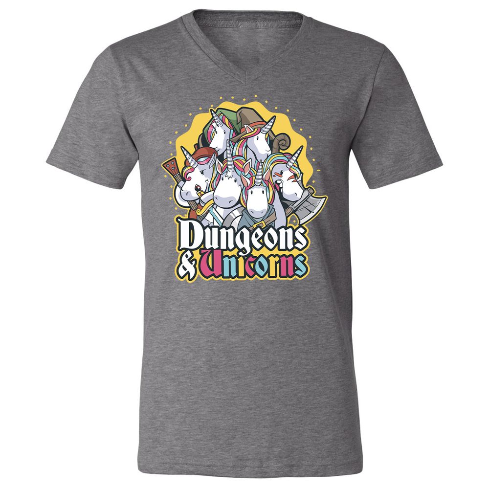 Dungeons And Unicorns Unisex V-Neck T-Shirt - Deep Heather - 13