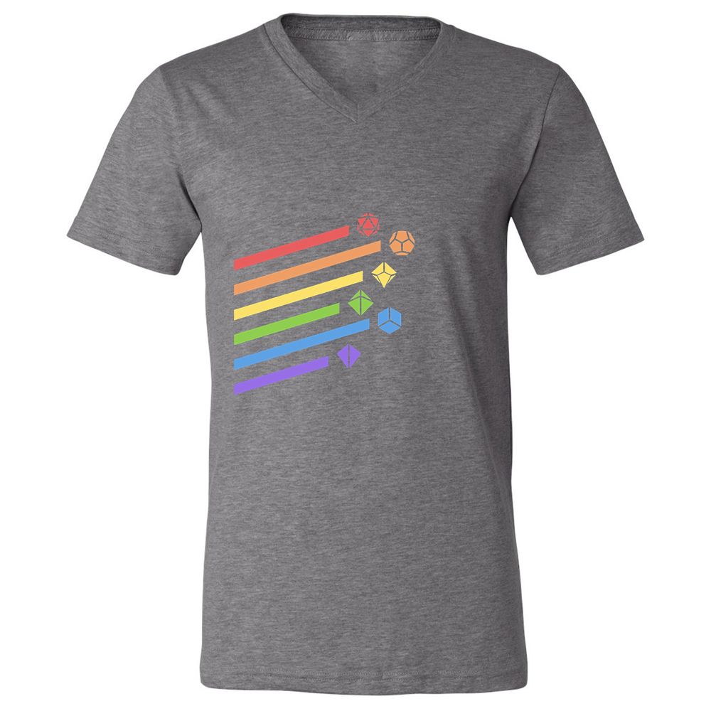 Rainbow Dice Set Unisex V-Neck T-Shirt - Deep Heather - 13