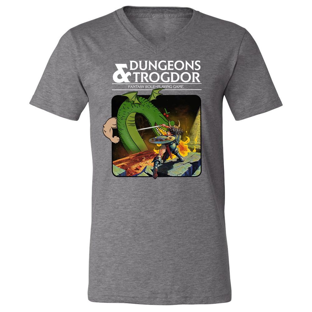 Trogdor Unisex V-Neck T-Shirt - Deep Heather - 13