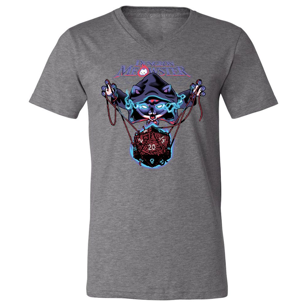 Dungeon Meowster Unisex V-Neck T-Shirt - Deep Heather - 13