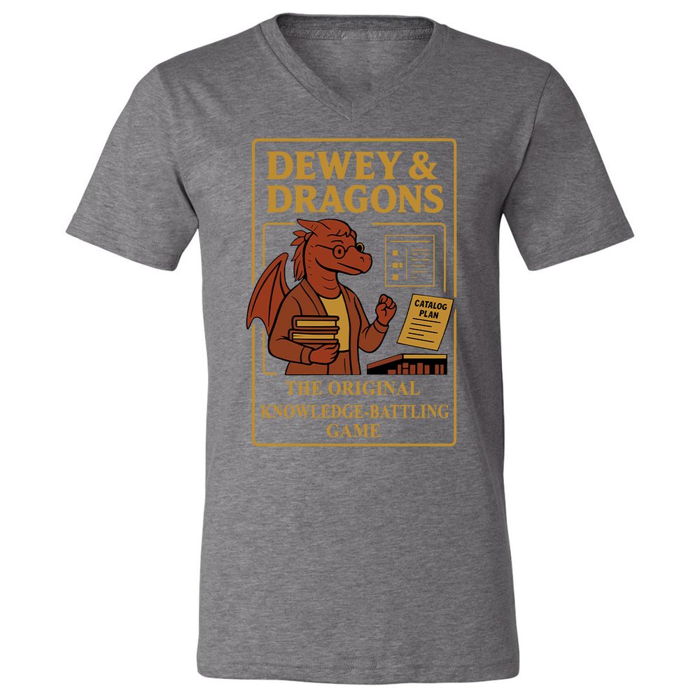 Dewey & Dragons Unisex V-Neck T-Shirt - Deep Heather - 13