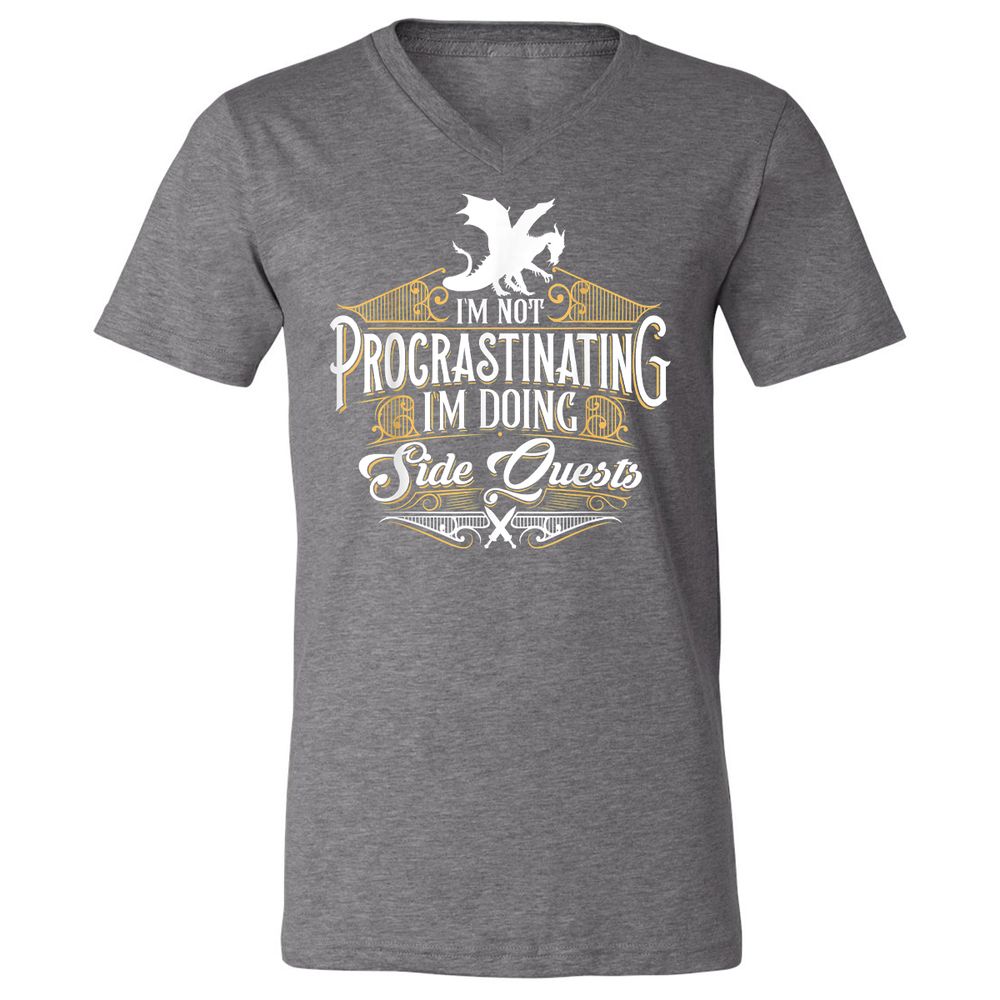 I'm Doing Side Quests Unisex V-Neck T-Shirt - Deep Heather - 13